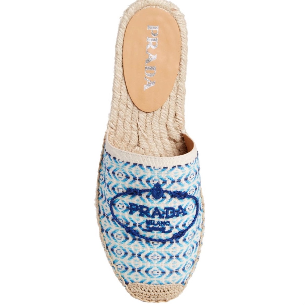 Prada Embroidered Espadrille Sz37